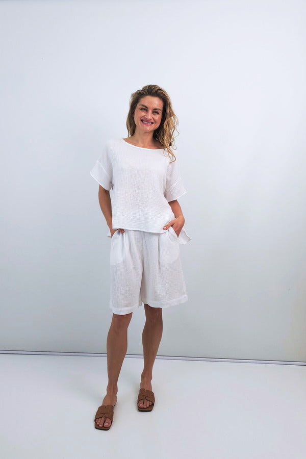 Steffi Cotton Box Top in White