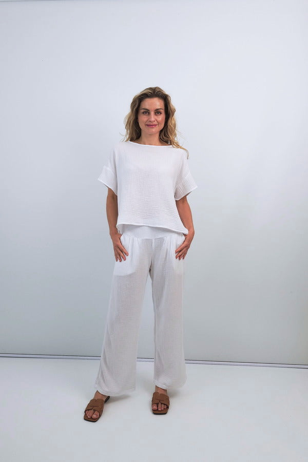 Belle Classic Cotton Pants in White