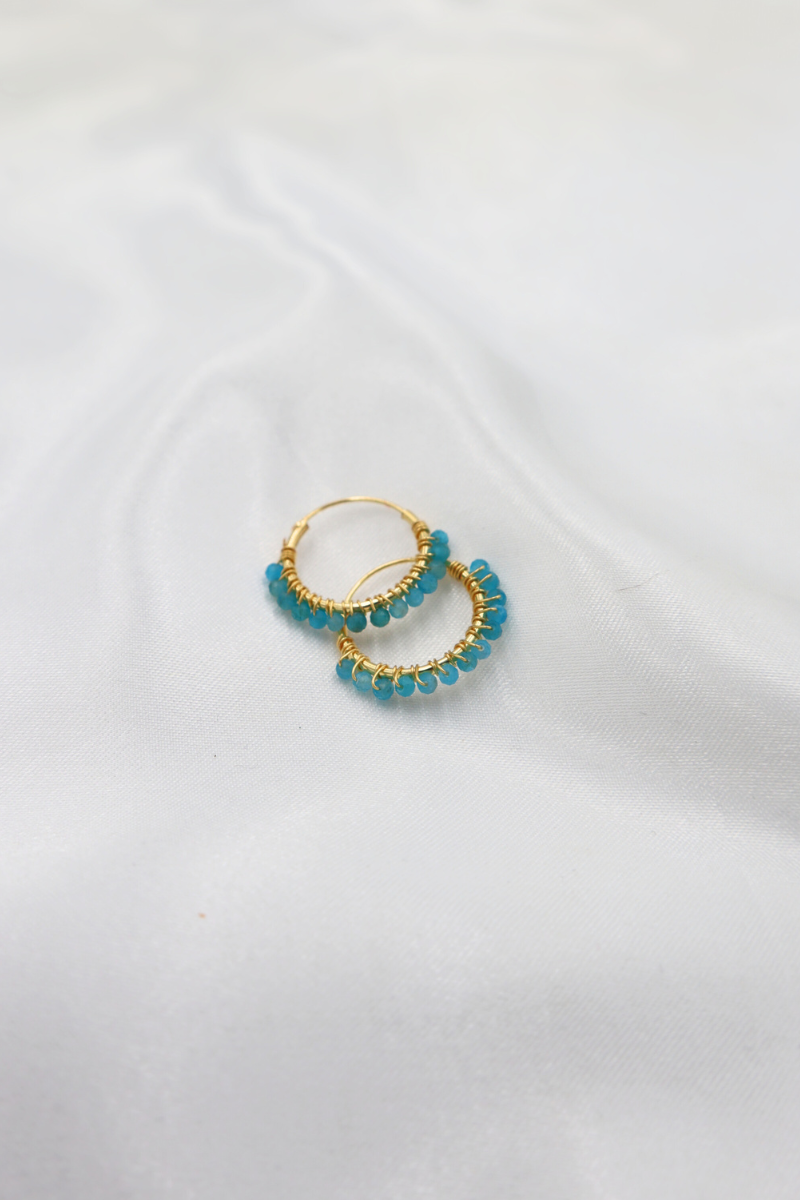 Sterling Silver Gold Plated Beaded Sleeper Hoops