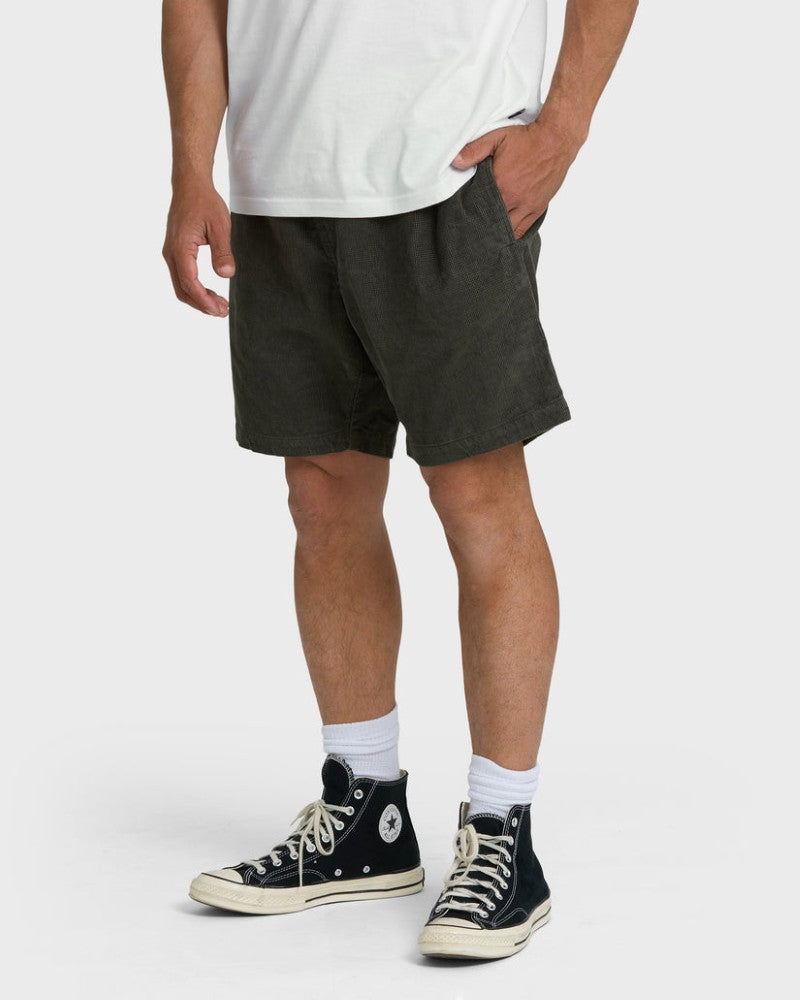 Larry Cord Shorts in Washed Black