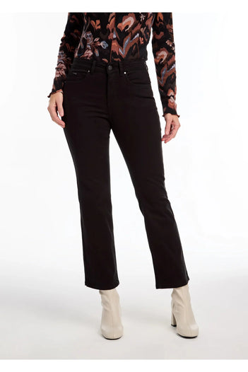 Olivia Boot Ankle Side Slit Jeans in Black