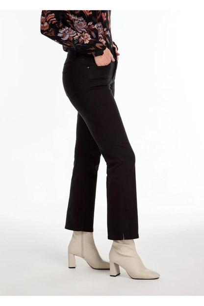 Olivia Boot Ankle Side Slit Jeans in Black