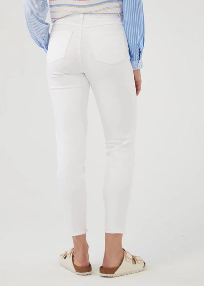 Olivia Slim Ankle Fray White Jeans