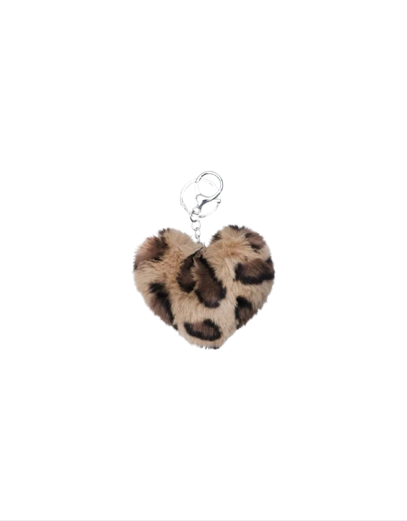 Plush Leopard Heart Keyring