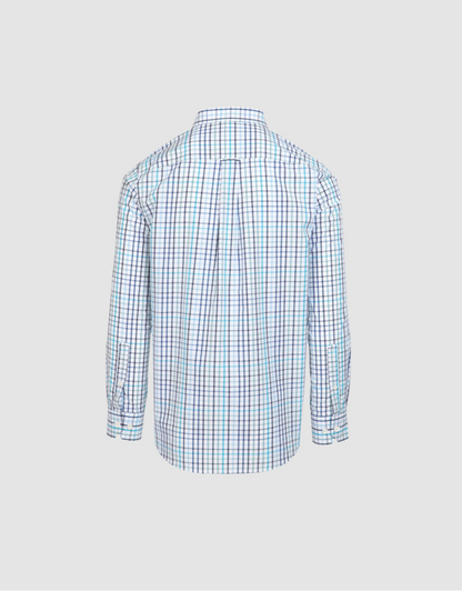 Blake Cotton Check Shirt in Green/Blue