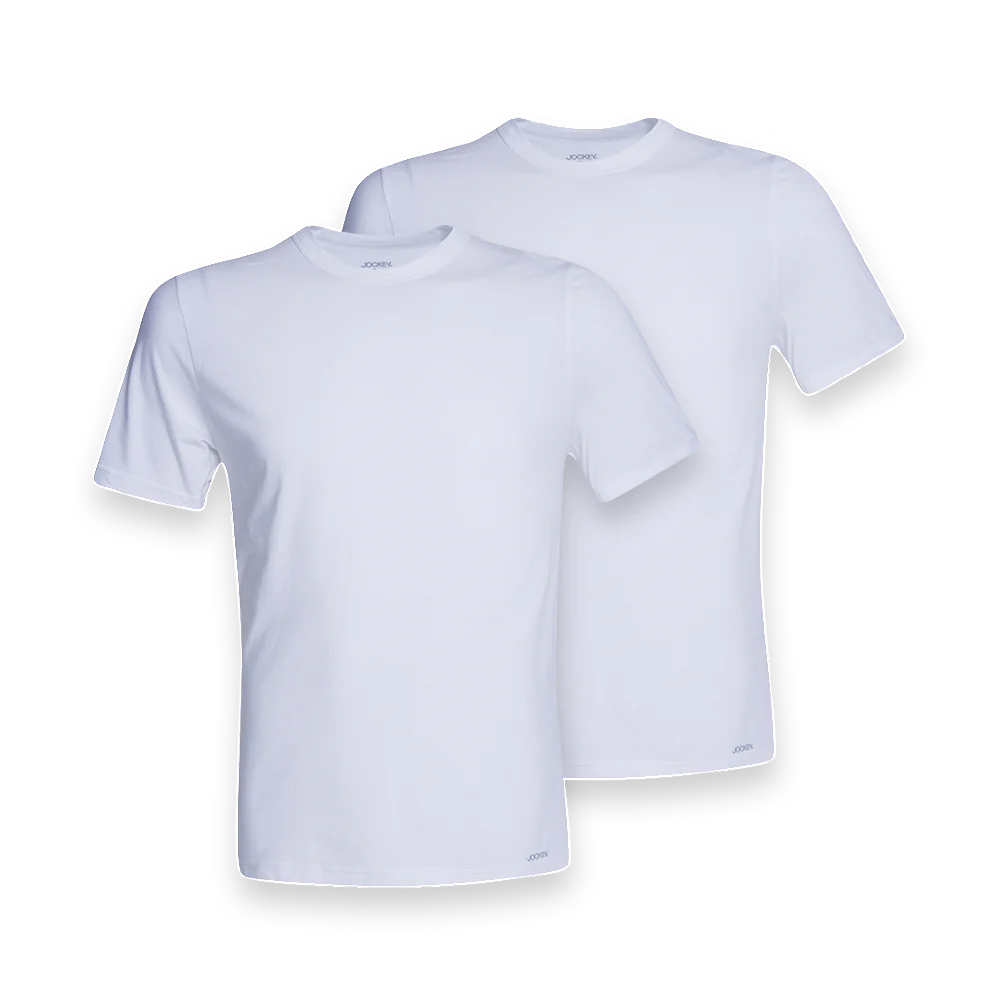 Jockey Crew Neck Undershirt 2pk in White | Shop AP Jones Online Now