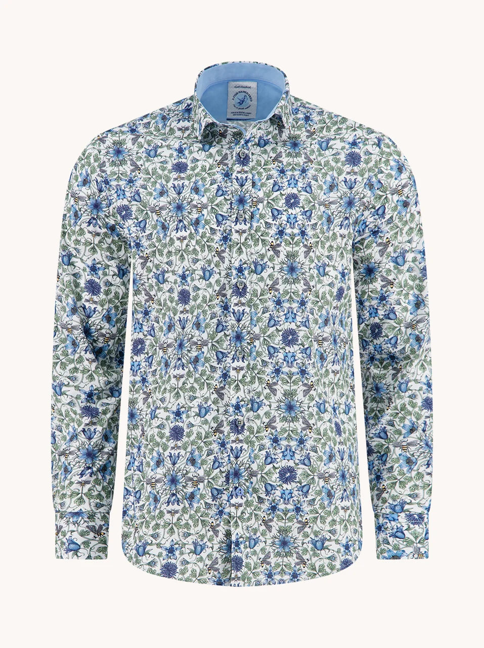 Art Nouveau Stretch LS Cotton Shirt in Thyme