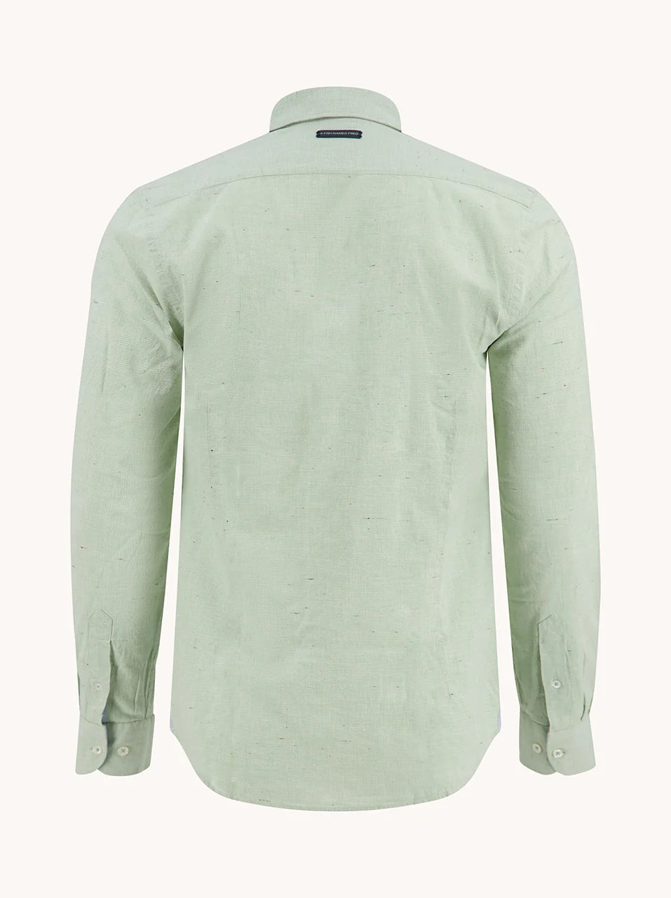 Small Check LS Cotton/Linen Shirt in Olive Green