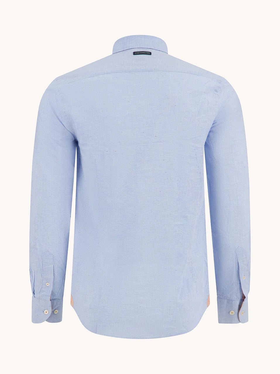 Small Check LS Cotton/Linen Shirt in Light Blue