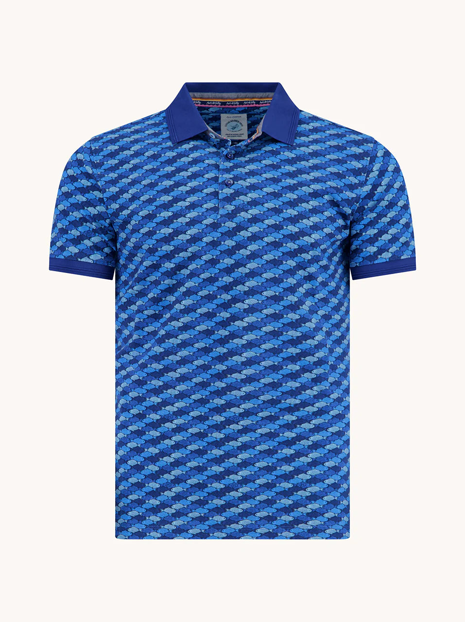 Graphic Fish SS Polo in Cobalt