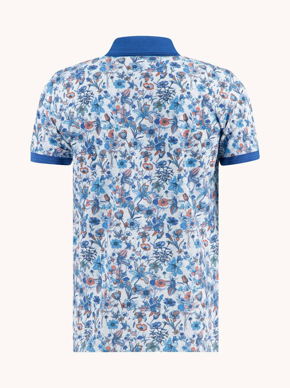 Floral SS Polo in Aqua Blue