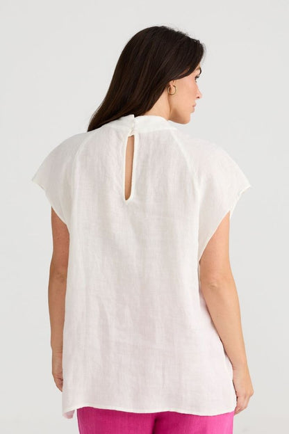 Elsie Linen Top in White