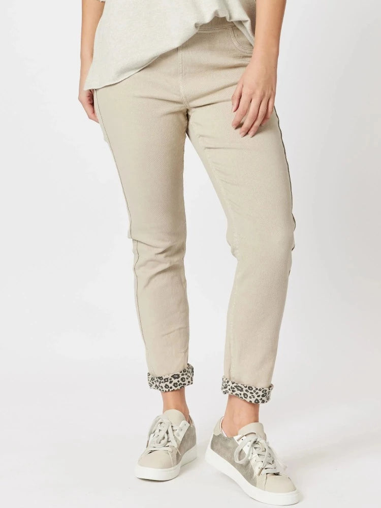 Reversible Beige/Leopard Slim Leg Jean