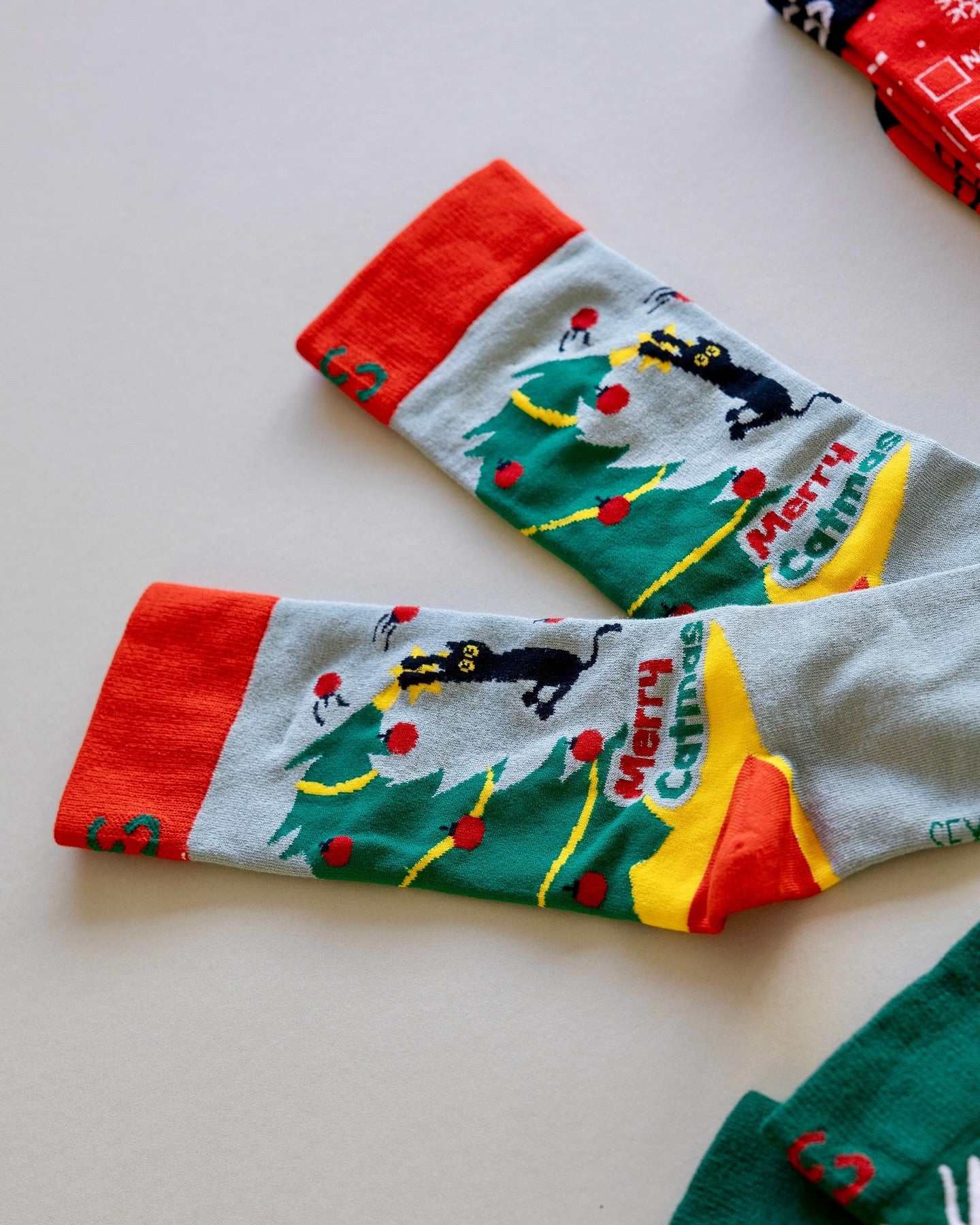 Merry Catmas Bamboo Christmas Socks