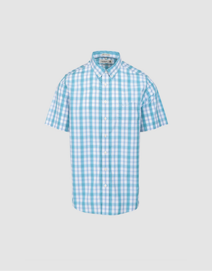 Trey Classic Check 100% Cotton Shirt in Blue