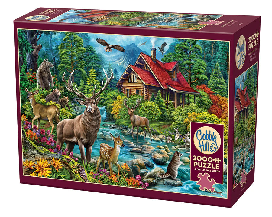 2000 Piece Puzzle- Red Roofed Cabin