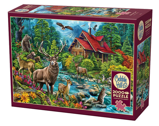 2000 Piece Puzzle- Red Roofed Cabin