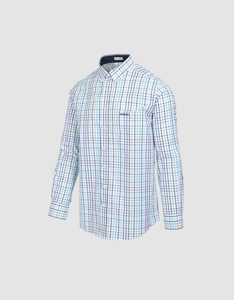 Blake Cotton Check Shirt in Green/Blue