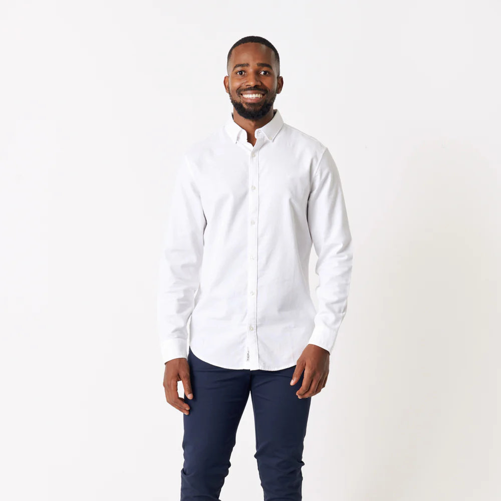 Poplin Long Sleeve Woven Shirt in White