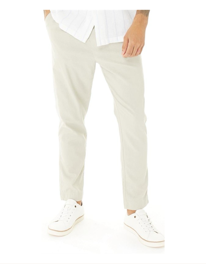 Beach Linen / Cotton Blend Pants in Light Stone