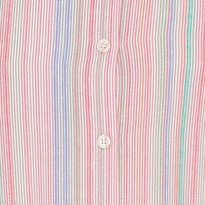 Manuela Mandarin Collar Shirt Dress in Rosa Stripe