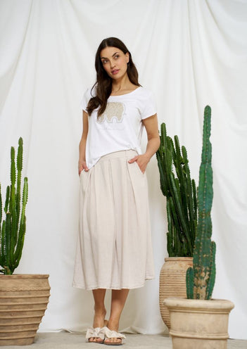 Leona Linen Skirt in Sabbia