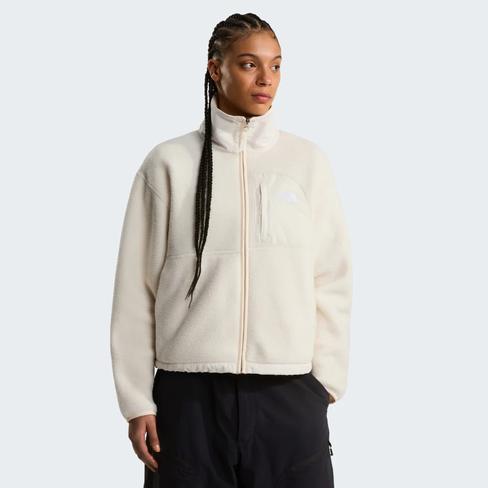 Yumiori Off Peak Full Zip Fleece Jacket in White Dune