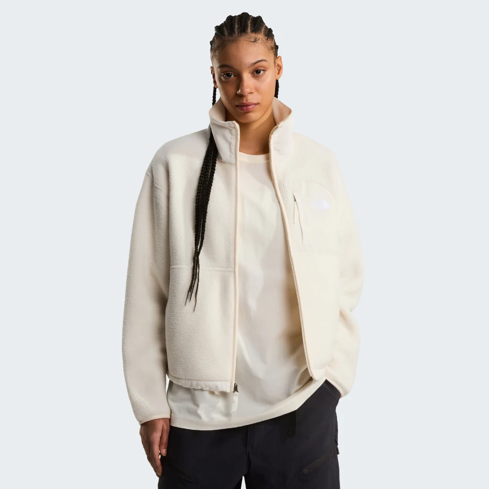 Yumiori Off Peak Full Zip Fleece Jacket in White Dune