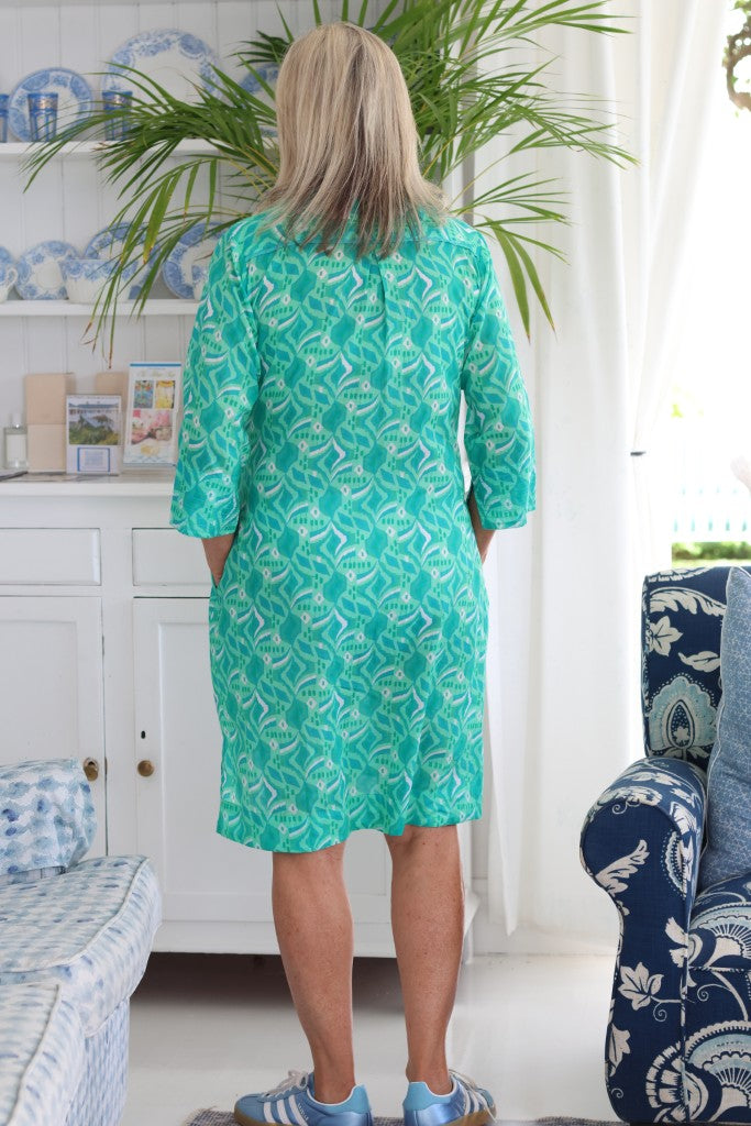 Tina Tassel Dress in Greens