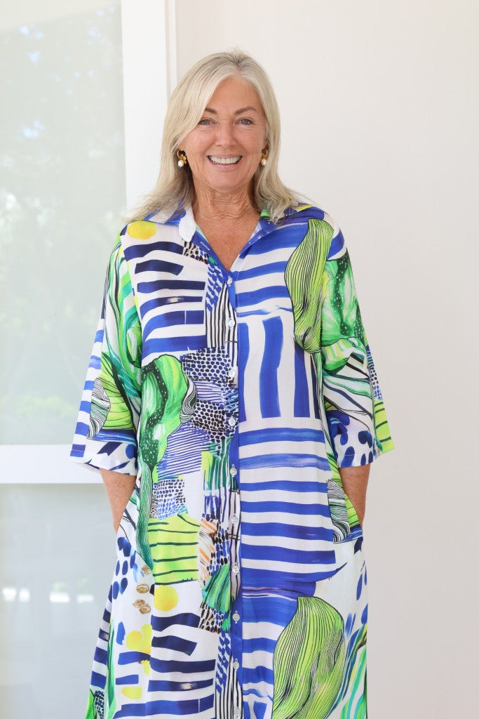 Long Shirt Dress in Royal Green