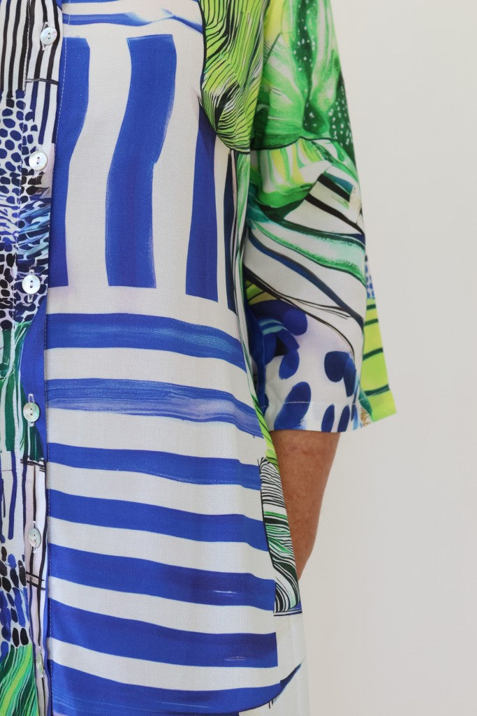 Long Shirt Dress in Royal Green