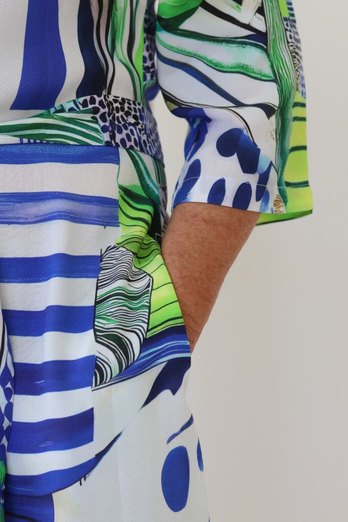 Long Shirt Dress in Royal Green