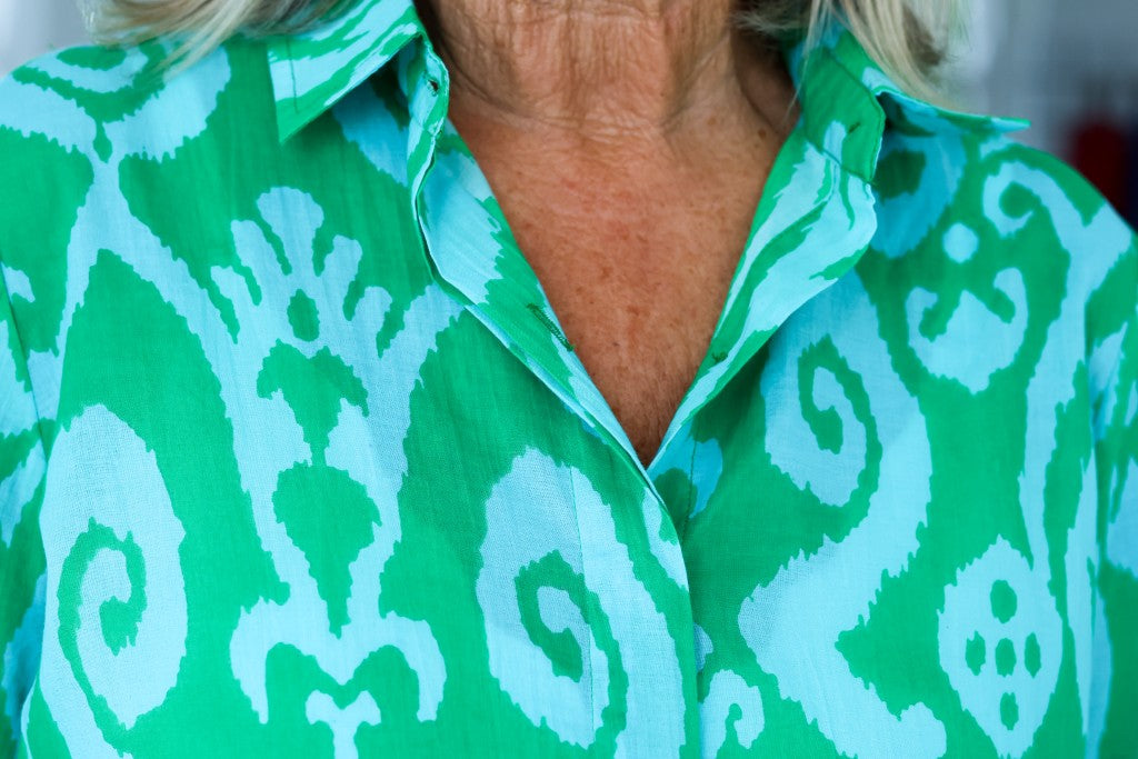 Danica Shirt Dress in Green / Turquoise