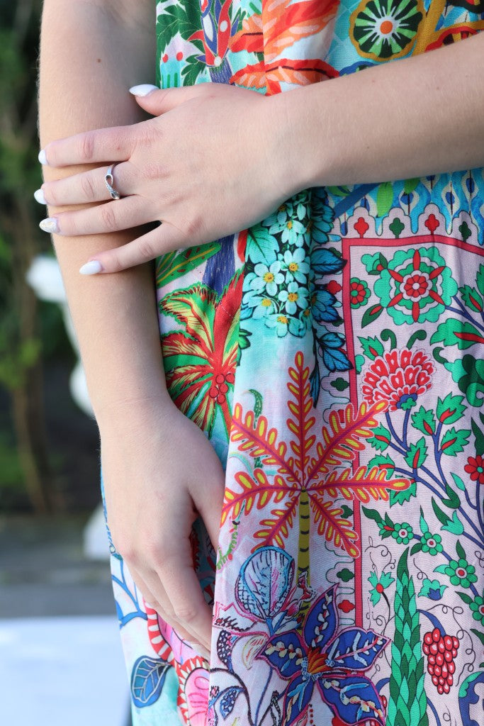 Short Racerback Dress in Blue & Green