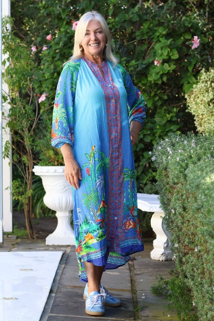 Arlene Raglan Maxi Dress in Turquoise