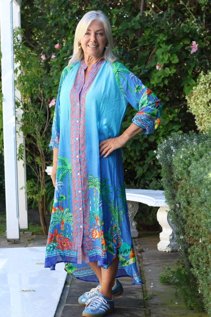 Arlene Raglan Maxi Dress in Turquoise