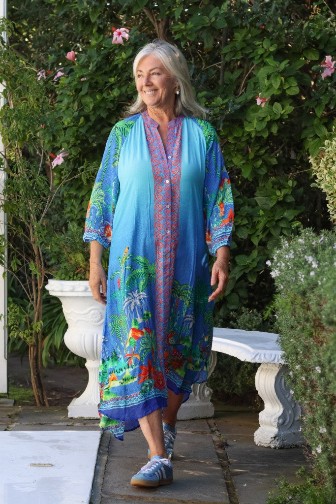 Arlene Raglan Maxi Dress in Turquoise