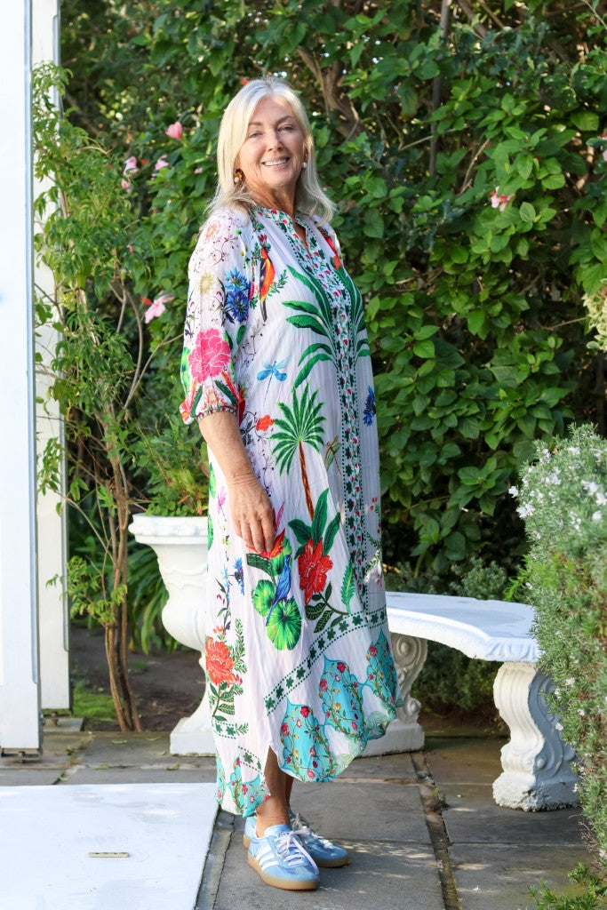 Arlene Raglan Maxi Dress in White