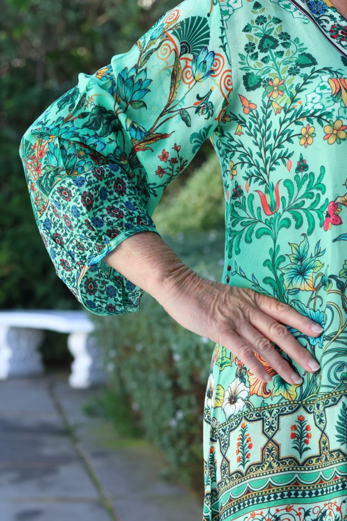 Plett V-Neck Dress in Greens