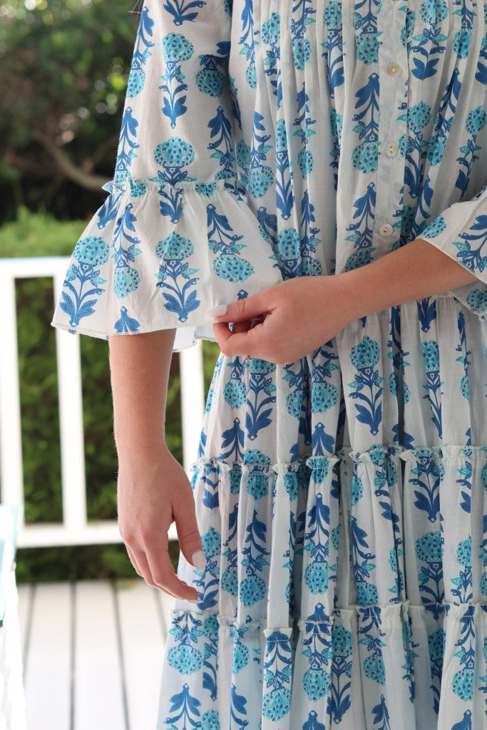 Boho Dress in White / Blue