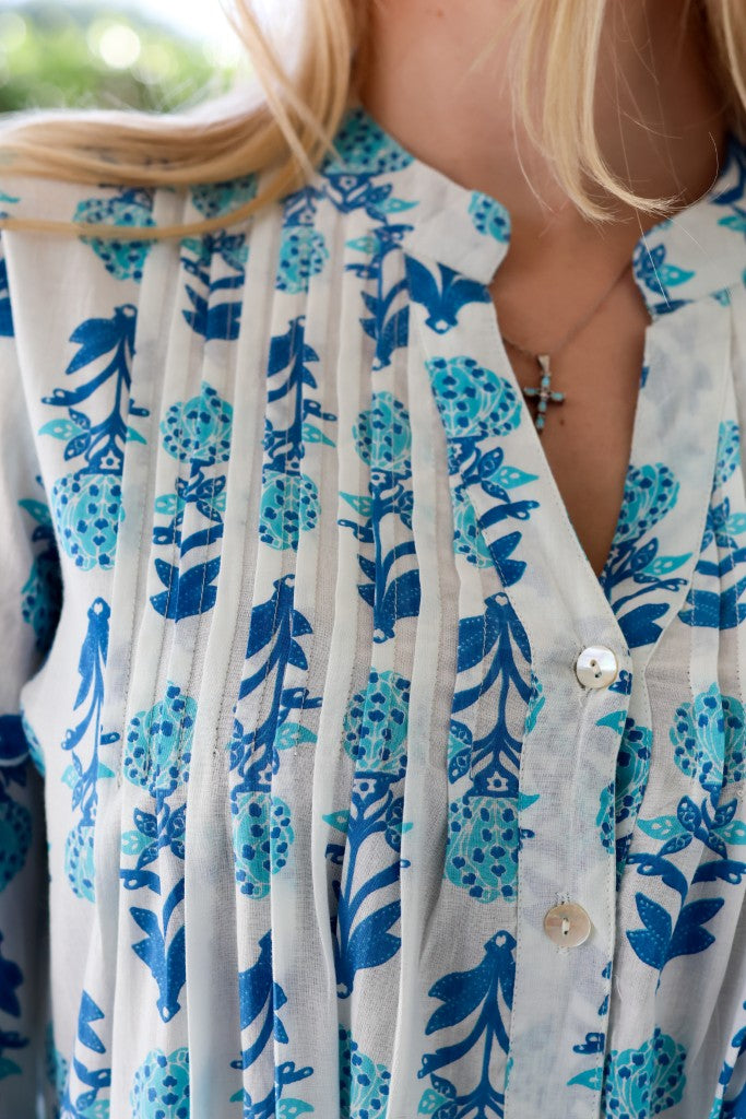 Boho Dress in White / Blue