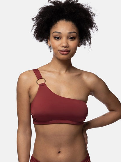 Azores One Shoulder Bikini Top in Red