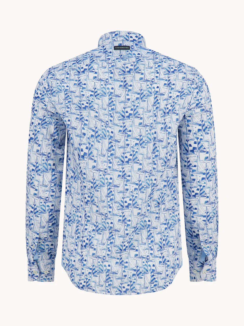 Sailing Boats LS Cotton/Linen Shirt in Light Blue