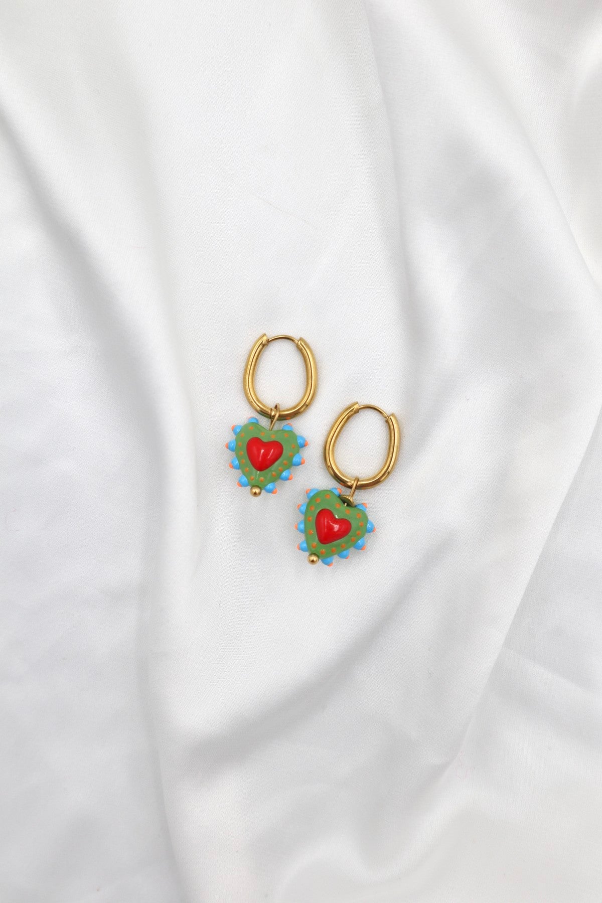 Alcantara Charm Hoops in Green Wild Heart
