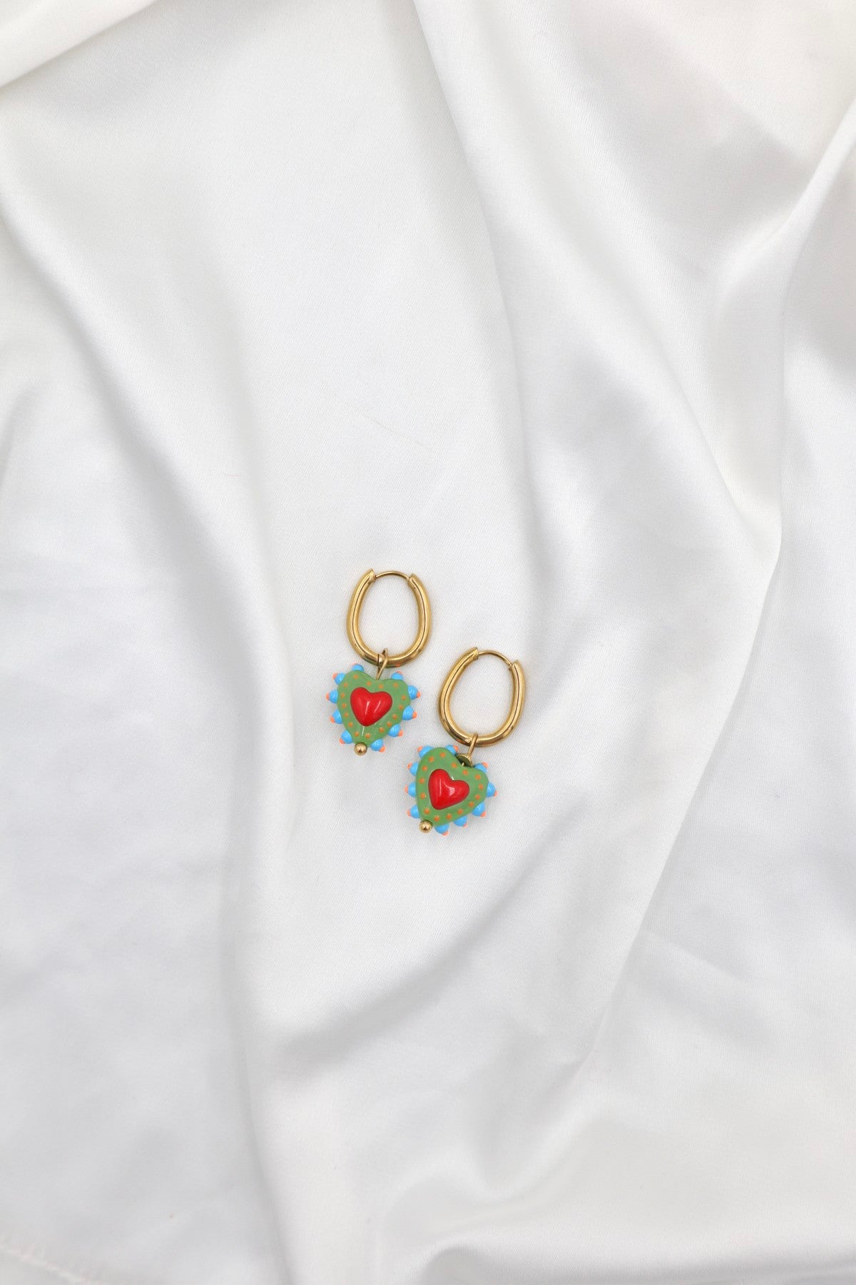 Alcantara Charm Hoops in Green Wild Heart