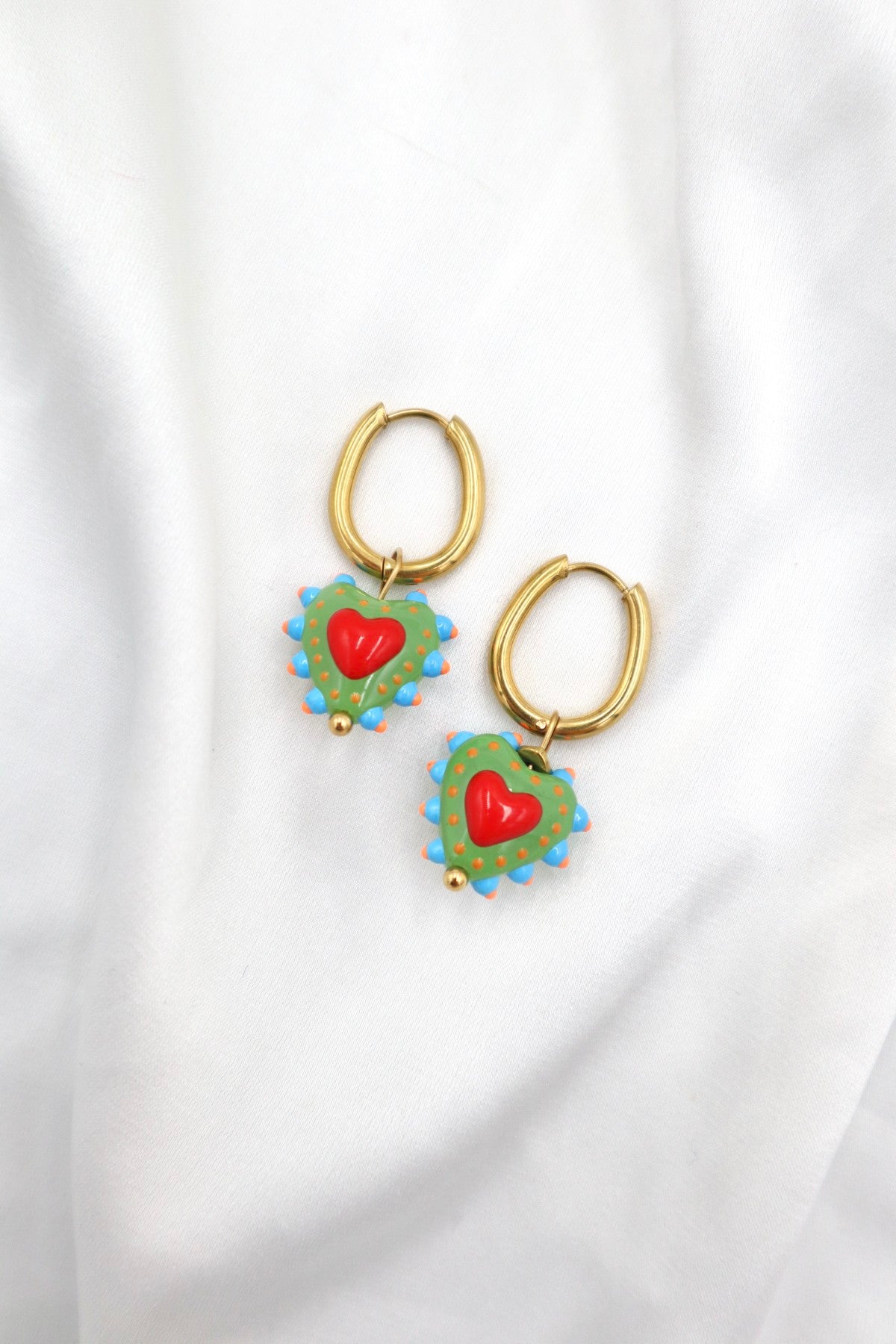 Alcantara Charm Hoops in Green Wild Heart