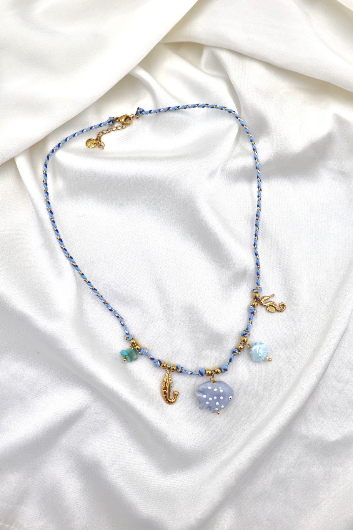 Algarve Rope Charm Necklace in Blue