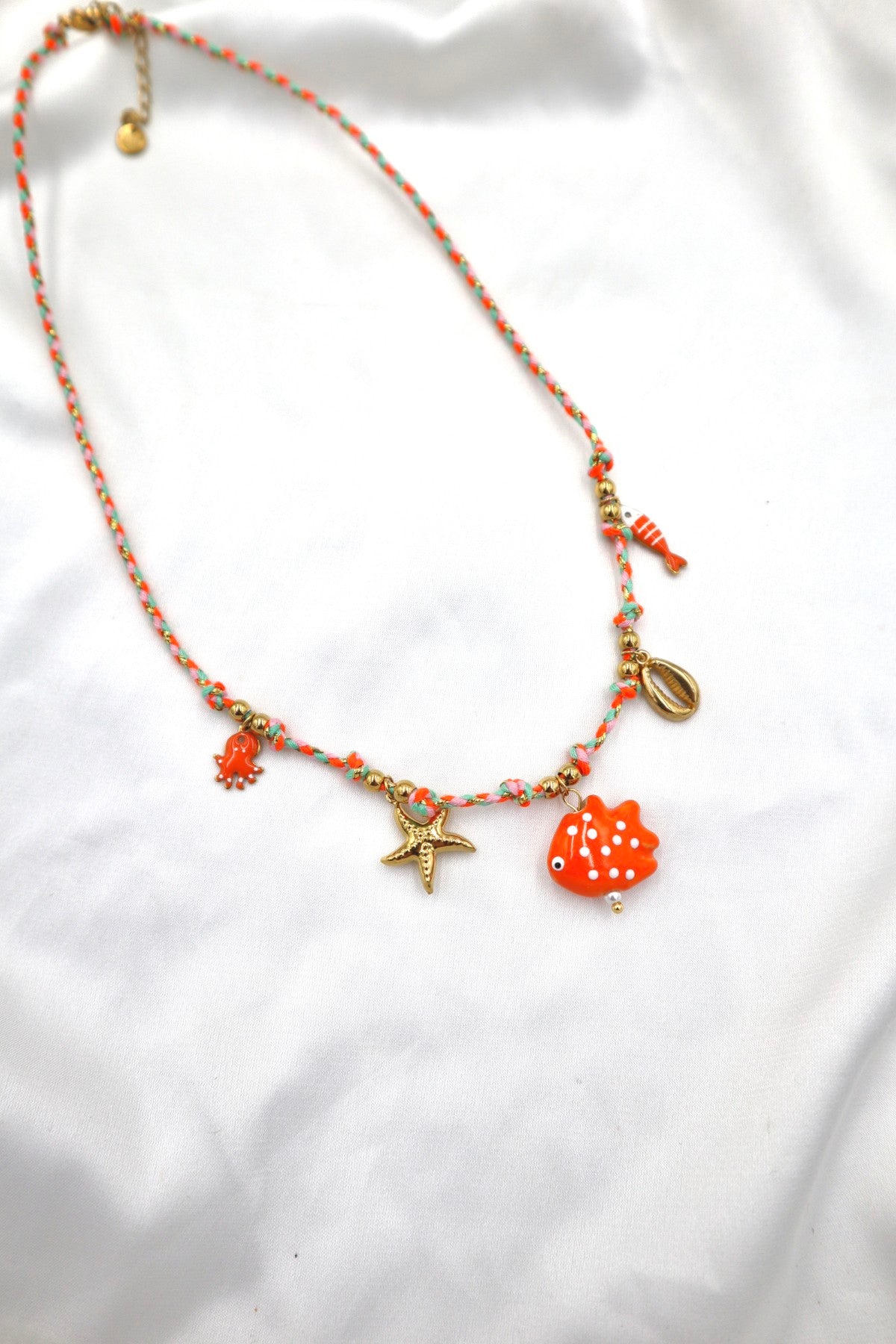 Algarve Rope Charm Necklace in Orange