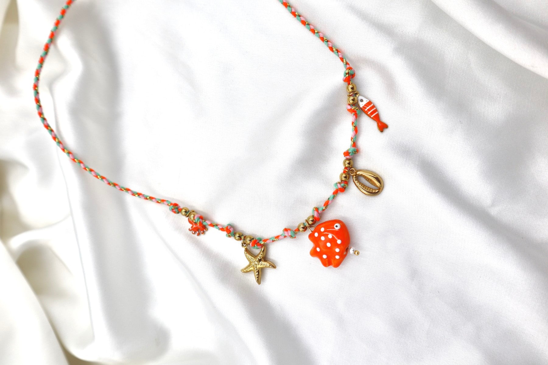 Algarve Rope Charm Necklace in Orange