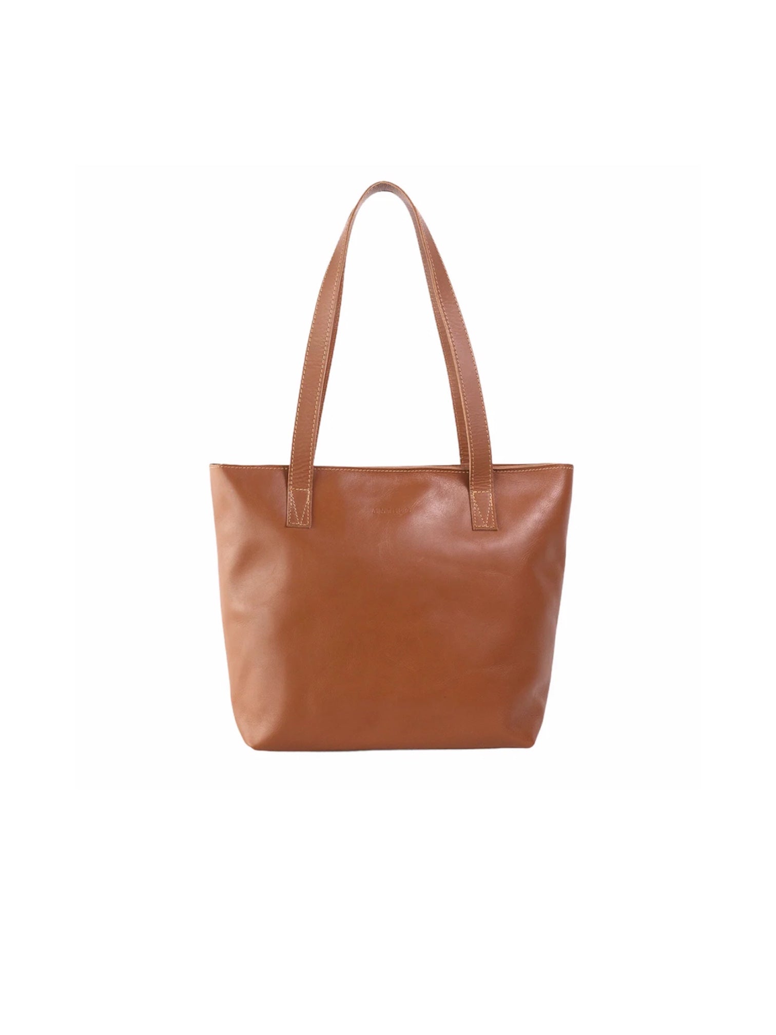 Emmy Unlined Leather Tote with Zip in Cider Tan
